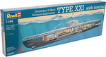 Revell 05078 German U-Boot Type XXI with interior model plastikowy do sklejenia i pomalowania