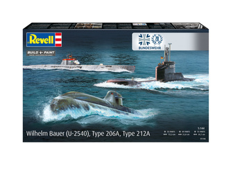 Revell 05186 70 Jahre Budeswehr Wilhelm Bauer (U-2540), Type 206A, Type 212A zestaw trzech modeli do sklejenia i pomalowania