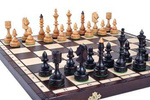 Szachy drewniane Indyjskie z wkładką 42cm
