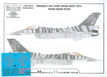 ModelMaker D48061A Polish F-16C NATO Tiger Meet 2015 Tiger Demo Team zestaw kalkomanii i masek w skali 1:48