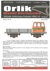 Model kartonowy Orlik A033 Wózek motorowy Kolzam WM-10 - model kartonowy