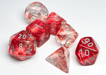 Kości zestaw RPG Chessex 27554 Nebula Red w/Silver Luminary 