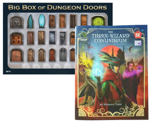 Big Box of Dungeon Doors + przygoda Three-Wizard Conundrum - drzwi do map taktycznych
