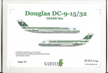 Karaya 144-17 Douglas DC-9-15/32 OZARK late model plastikowy do sklejenia i pomalowania