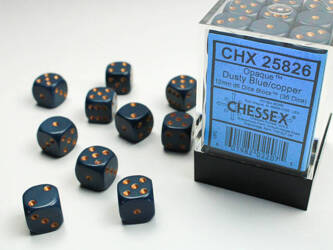 Kości zestaw 36xD6 Chessex 25826 Opaque Dusty Blue w/ copper