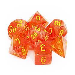 Kości zestaw RPG Chessex Ghostly Glow Orange w/yellow