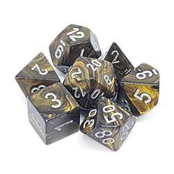 Kości zestaw RPG Chessex Leaf Black Gold/Silver