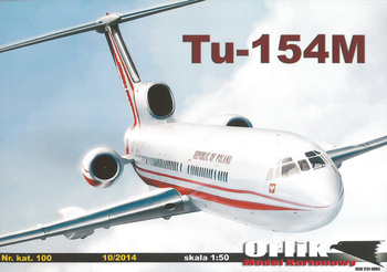 Model kartonowy Orlik 100 Samolot Tupolew Tu-154M model kartonowy druk offsetowy