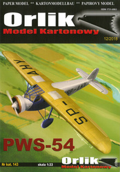 Model kartonowy Orlik 143 Samolot PWS-54 - model kartonowy