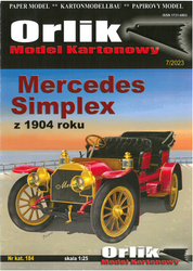 Orlik 184 Mercedes Simplex z 1904 roku model kartonowy do sklejenia