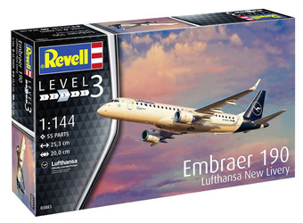 Revell 03883 Samolot Embraer 190 Lufthansa New Livery model plastikowy do sklejenia i pomalowania