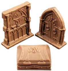 Sword&Sorcery Spawn Accesory Pack Doors & Chests, zestaw plastikowych elementów scenerii