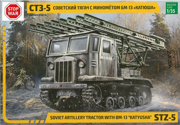 Zvezda 3700 STZ-5 soviet artillery tractor with BM-13 "Katyusha" model plastikowy do sklejenia i pomalowania