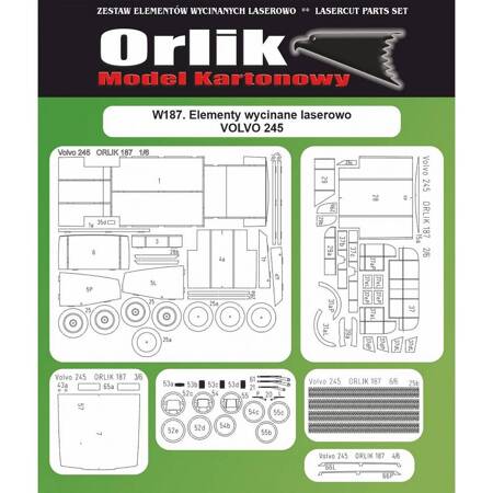  Orlik W187 Elementy wycinane laserowo do modelu kartonowego Orlik 187 Volvo 245