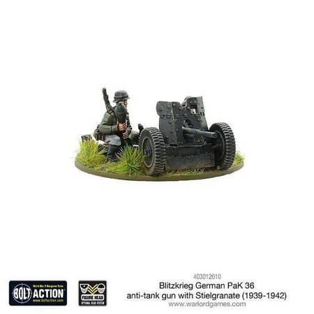 Bolt Action Blitzkrieg German Pak 36 Anti-tank Gun with stielgranate