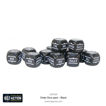 Bolt Action Order Dice - Black - kości rozkazów