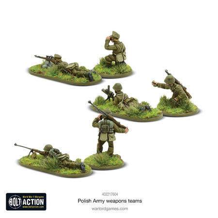 Bolt Action Polish Army Weapons Teams + 3 kości rozkazów