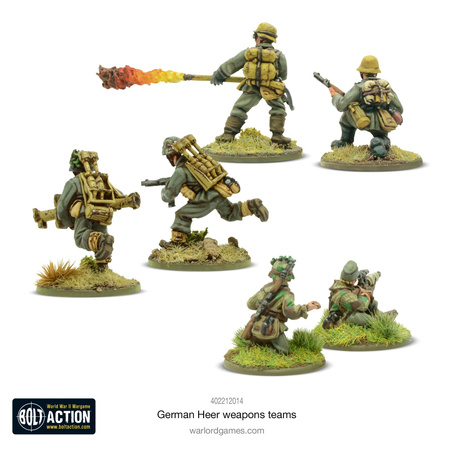 Bolt Action WWII German Heer Weapons Teams + 3 kości rozkazów