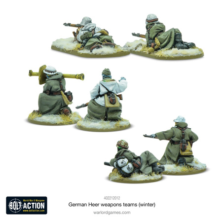 Bolt Action WWII German Heer Weapons Teams (Winter) + 3 kości rozkazów