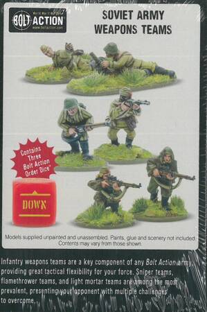 Bolt Action WWII Soviet Army Weapons Teams + 3 kości rozkazów