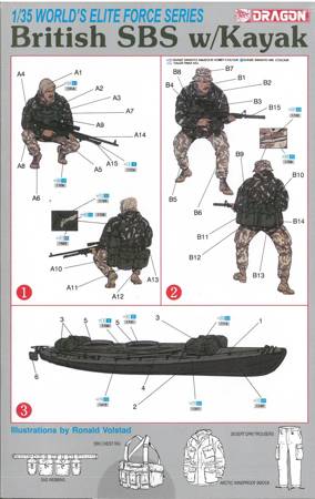 Dragon 3023 British SBS w/Kayak zestaw plastikowy do sklejenia i pomalowania