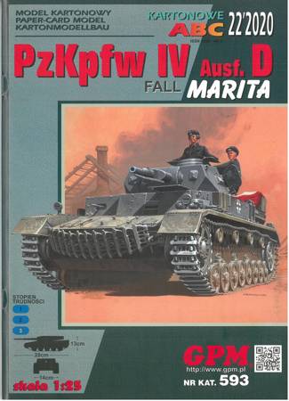 GPM 593 PzKpfw IV Ausf. D fall Marita model kartonowy do sklejenia