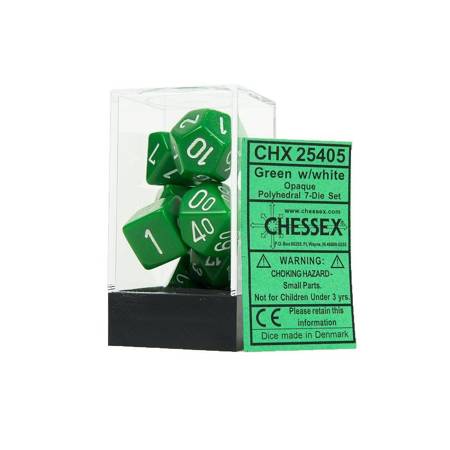 Kości zestaw RPG Chessex Opaque Green/White