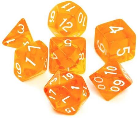 Kości zestaw RPG kryształ Pomarańczowe (Rebel)