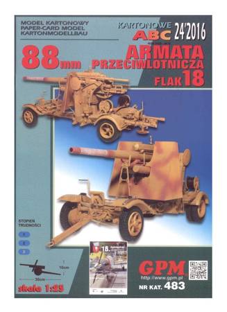 Model kartonowy GPM 483 88mm Flak 18 armata przeciwlotnicza