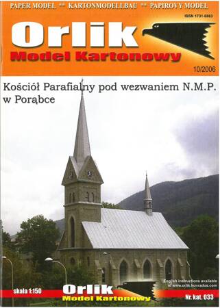 Orlik 033 Kościół Parafialny pod wezwaniem N.M.P. w Porąbce model kartonowy do sklejenia