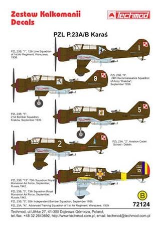 Techmod 72124 PZL P.23A/B Karaś