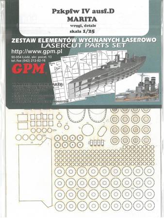 Wręgi i detale do modelu GPM 593 PzKpfw IV Ausf D.