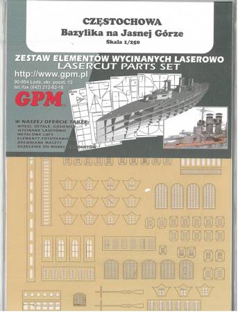 Wręgi, okna, zegar do modelu GPM 981 Bazyliki na Jasne Górze w Częstochowie