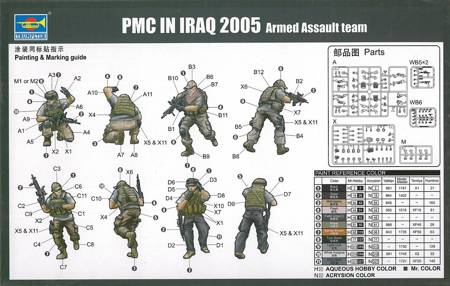 Zestaw plastikowy do sklejenia i pomalowania Trumpeter 00419 PMC in Iraq 2005 Armed Assault team