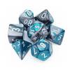 Kości zestaw RPG Chessex Gemini Steel-Teal w/White